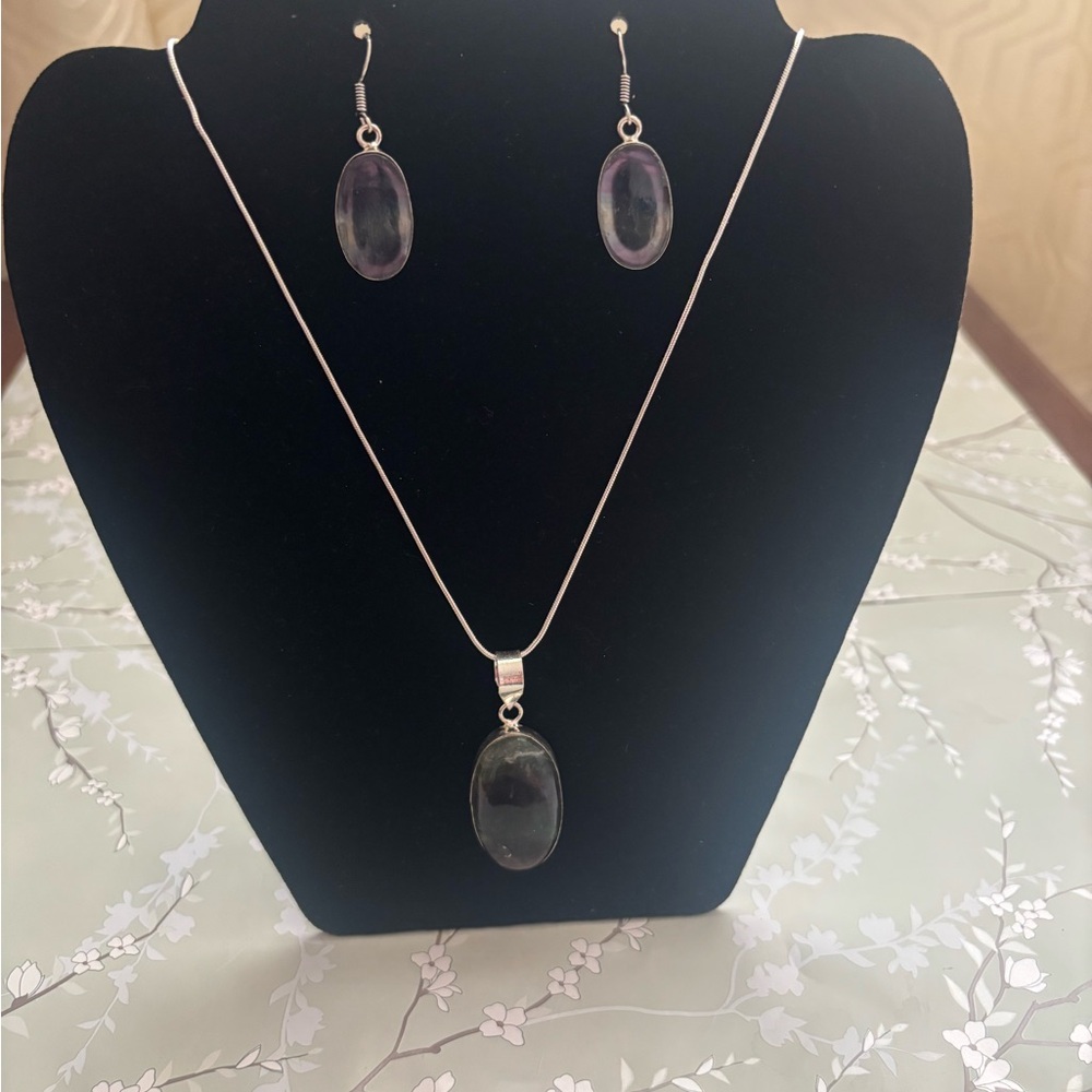 Fluorite necklace and earrings